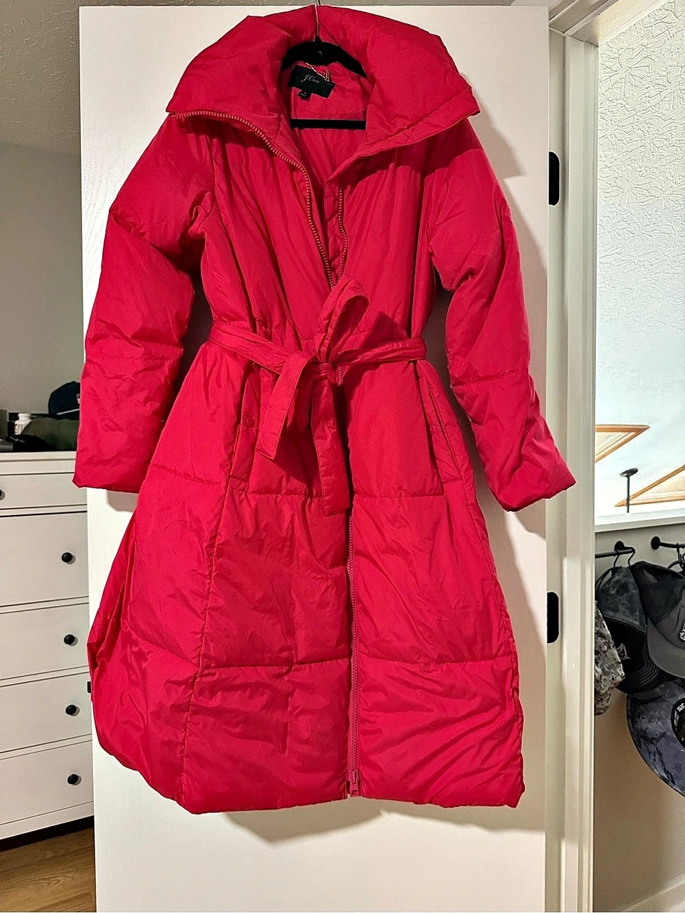 J.Crew Puffer Wrap Coat with PrimaLoft Pink Medium